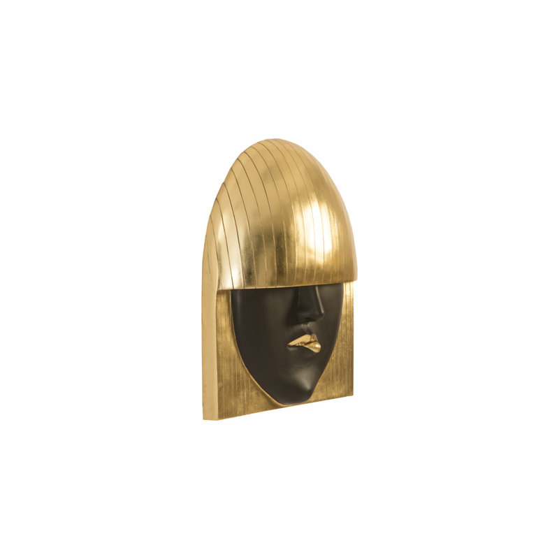 Large Black and Gold Leaf Fashion Faces Wall Sculpture