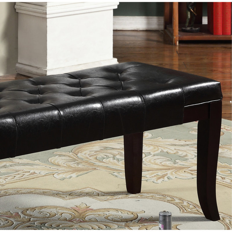 Living Room Bench In , Faux Leather, Home Addition, 44"W X 16"D 18.08"H Leather Seat Bench, Color, Hardwood Construction, For Various Rooms,