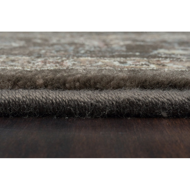 JARDIN ANTIQUE 2.2X11 57276-3235 Brun foncé / beige / bleu, Tapis de couloir 2 pi 2 po x 11 pi