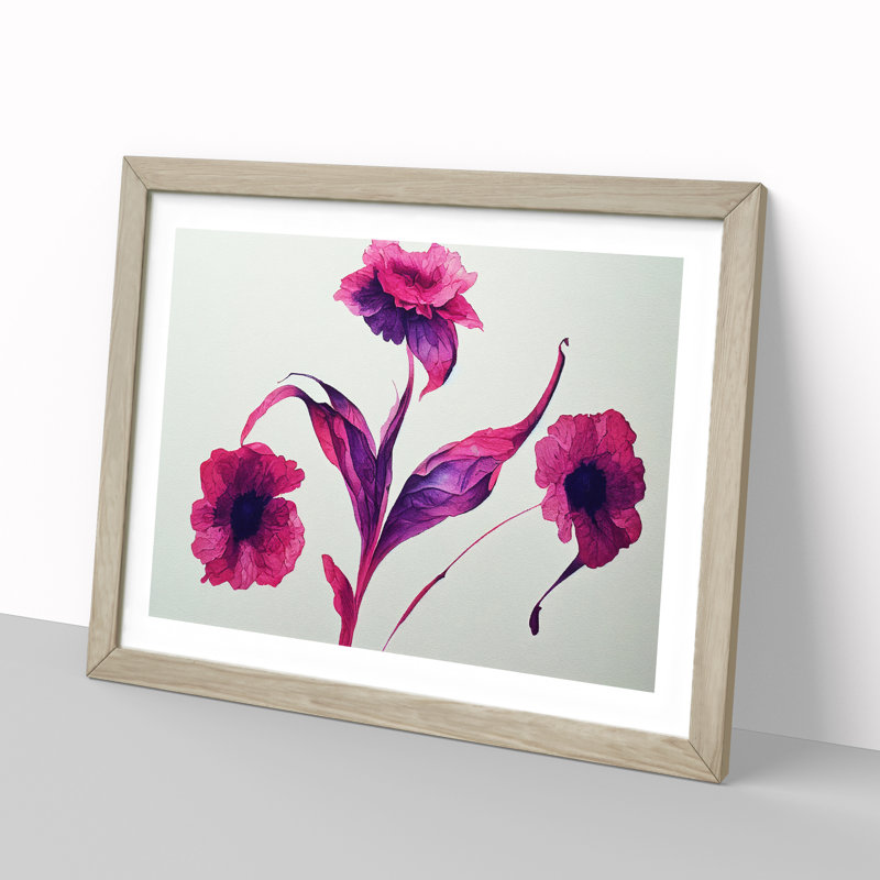 Magical Watercolour Flowers - Framed Print, 25cm H x 34cm W x 2cm D, Oak