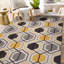 Tapis à poils longs à motif géométrique jaune / doré Rymann-24121561