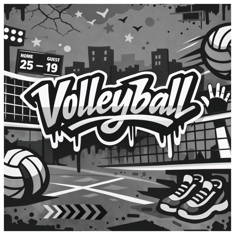 Rideaux de douche Graffiti Volleyball, L 70 po x H 93 po