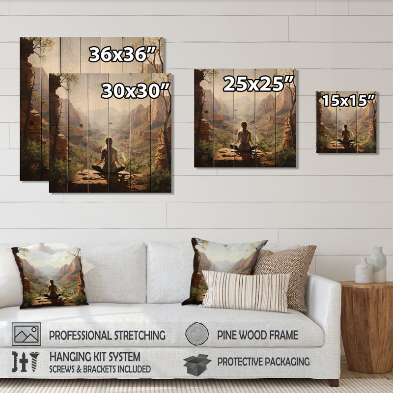 Kazandra yoga dans la nature sur bois, H 15 po x l 15 po x P 0,78 po
