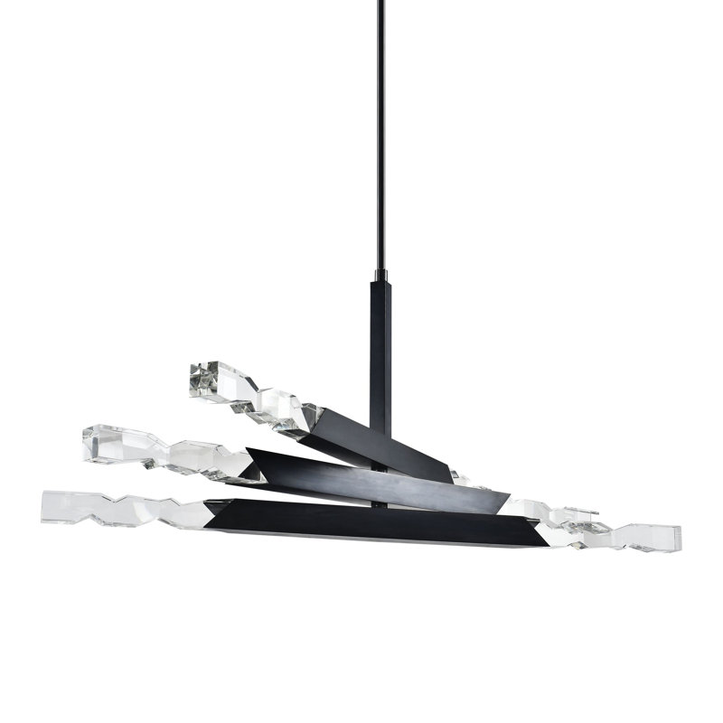 Mamadim 6 - Light Crystal LED Chandelier, 66.25" H x 48" W x 48" D, Satin Brushed Black