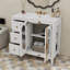 Meuble-lavabo de 36 pouces avec lavabo en céramique, meuble de rangement pour salle de bain avec 3 tiroirs, 2 portes et 2 tablettes latérales ouvertes-542563535