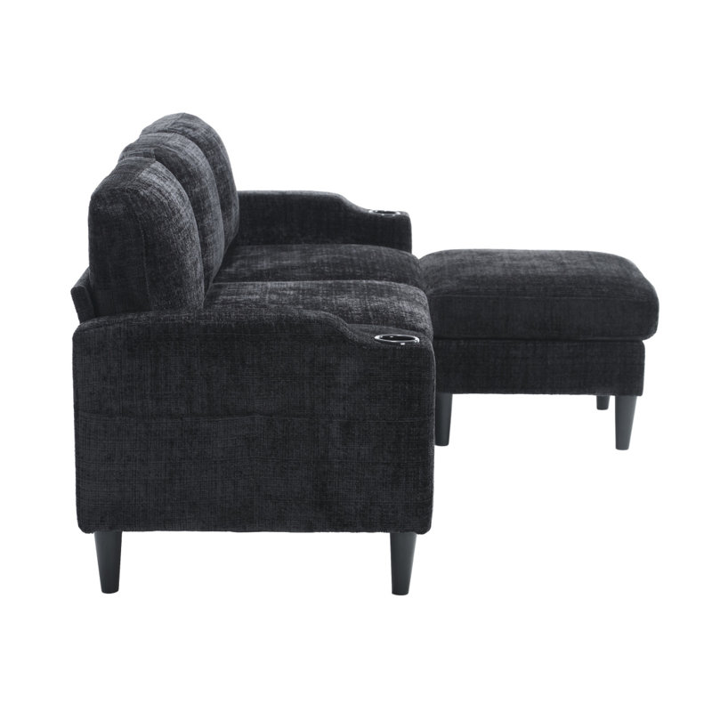 storage sofa /Living room sofa cozy sectional  sofa, Black Polyester