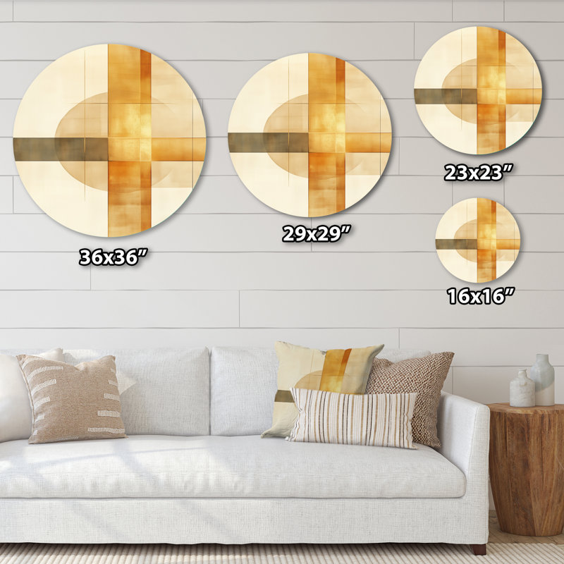 Jadae - Décoration murale abstraite moderne transitionnelle ronde en métal, L 36 po x H 36 po