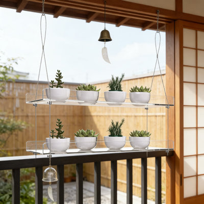 Tablettes suspendues transparentes en acrylique transparent pour plantes - Présentoir réglable à 2 niveaux pour la verdure intérieure, les herbes et les décorations dans la cuisine, la chambre à coucher ou le salon