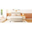 Lit plateforme tapissier en velours beige avec lit gigogne simple - Lit double et tissu confortable-284779578-284779719