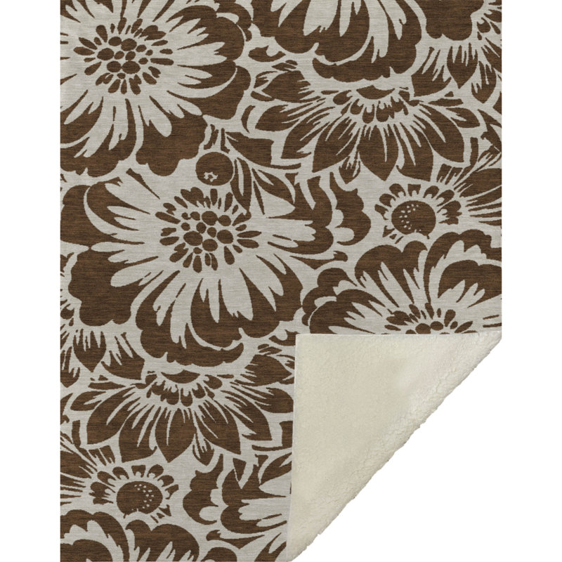 Jeté en sherpa floral Addison, Brun