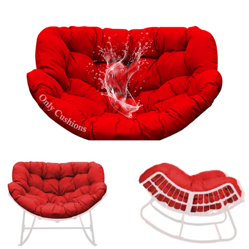 6" Thick Rocking Chair Cushion With Ties, Waterproof & Fade-resistant Papasan Seat Pad For Patio, Porch & Indoor Use, Red