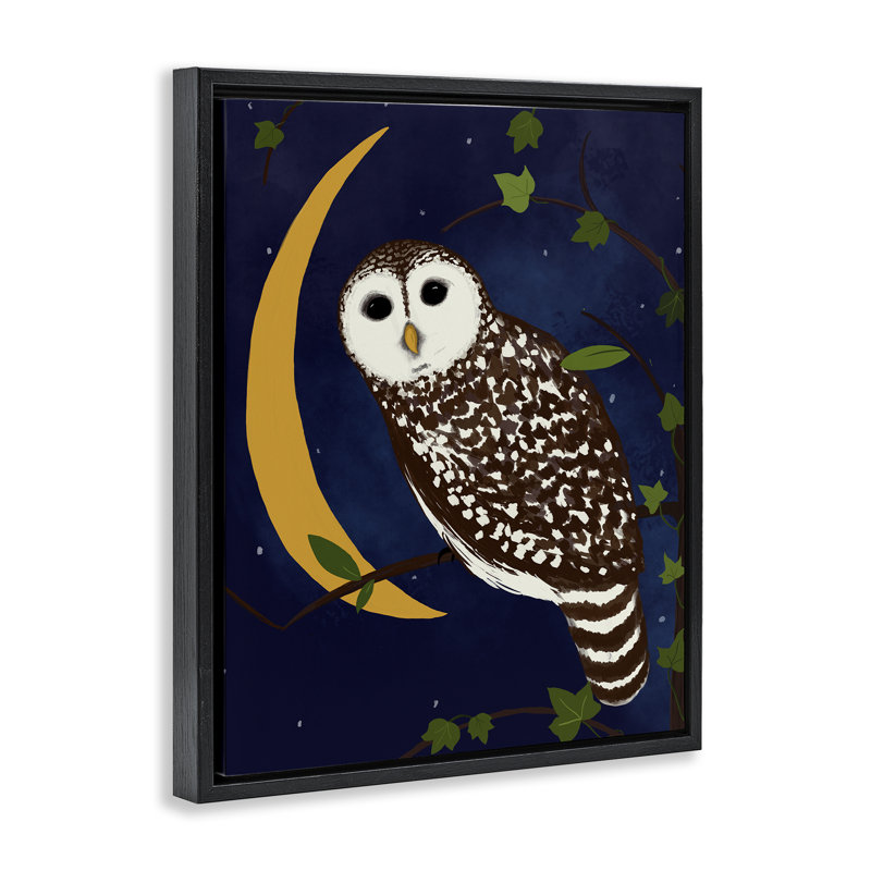  "Owl & Moon Forest", art mural par Michelle Ingari Designs, H 21 po x l 17 po, Cadre flottant noir de jais