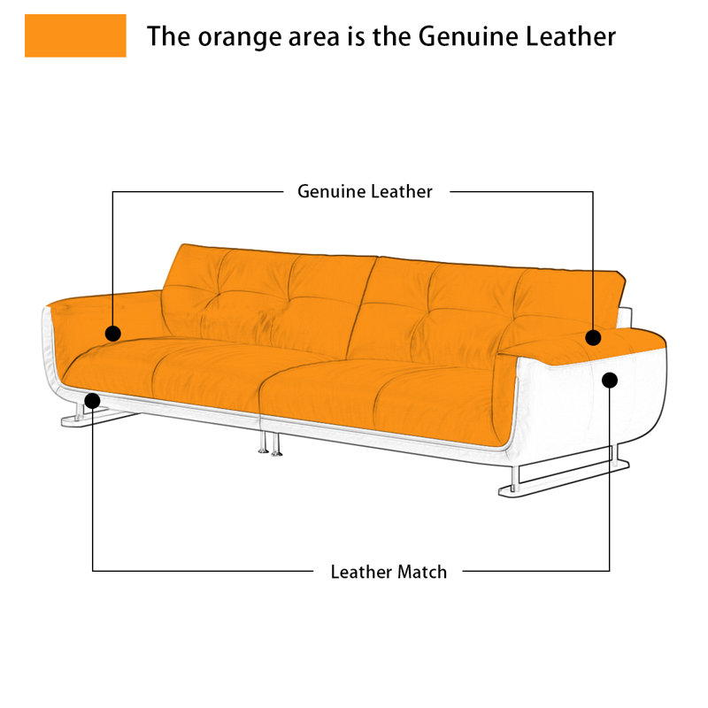 Canapé modulaire gris en cuir véritable, Gris, H 33,46 po x l 86,61 po x P 35,43 po
