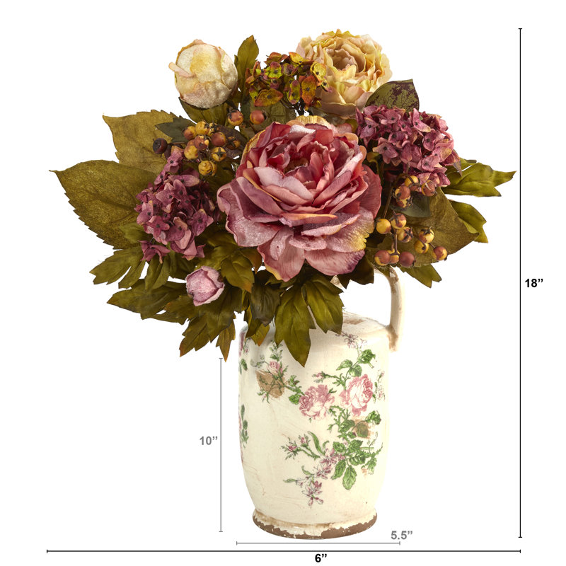 Peony Arrangement in Pitcher