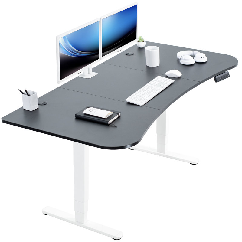 Adjustable Metal Base Standing Desk, Black/White