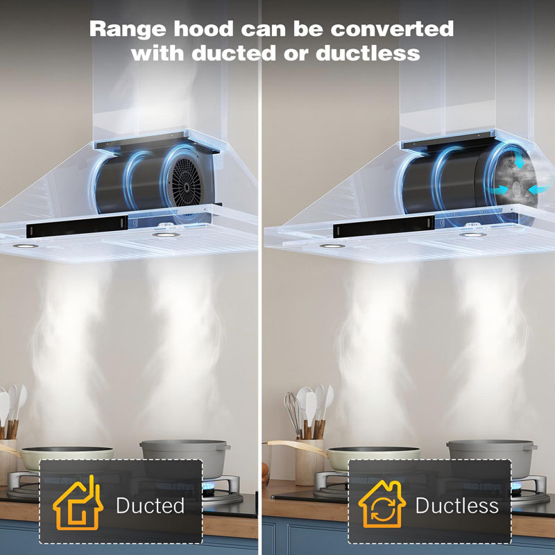 30'' 600 CFM  Ducted Wall Mount Range Hood With Intelligent Gesture Sensing and LED Lights, Matte Black