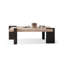 Table basse carrée en pierre noire et bois massif