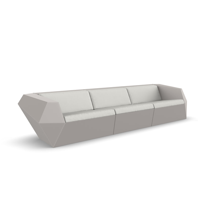 Faz 130.75" Wide Outdoor Patio Sofa with Cushions, White, White