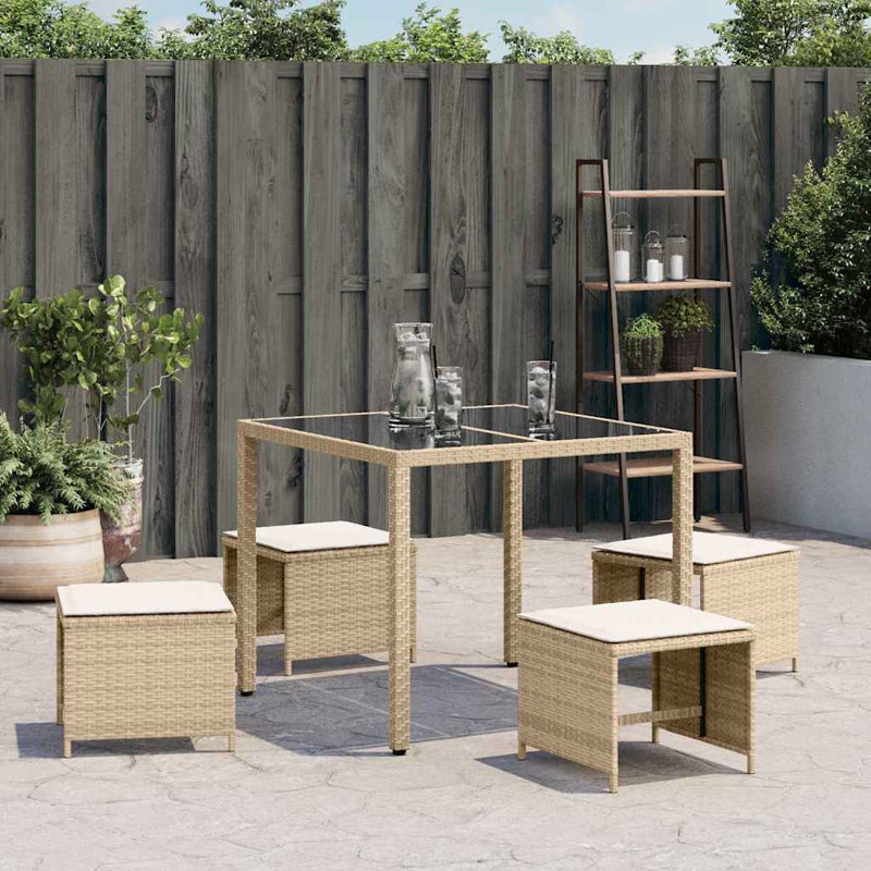 Outdoor Ottoman, Cream White, Beige