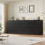 Commode combinée moderne en bois massif l 39,3 po avec 5 tiroirs et armoire Kardos, finition bois moyen-1258769259