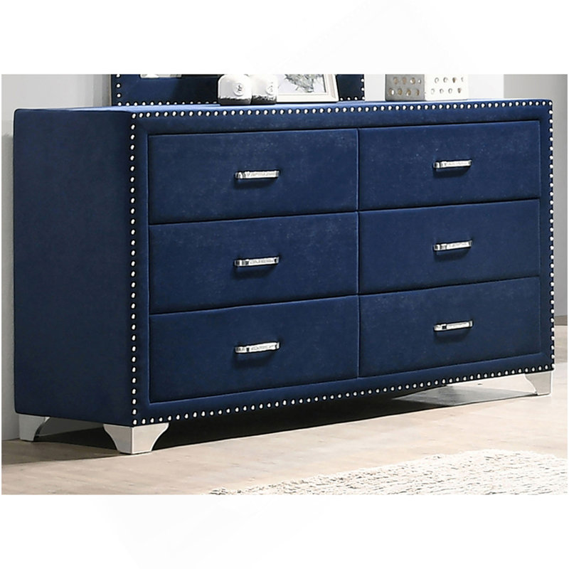 Commode rembourrée 6 tiroirs Kennedy Pacific Blue, Bleu