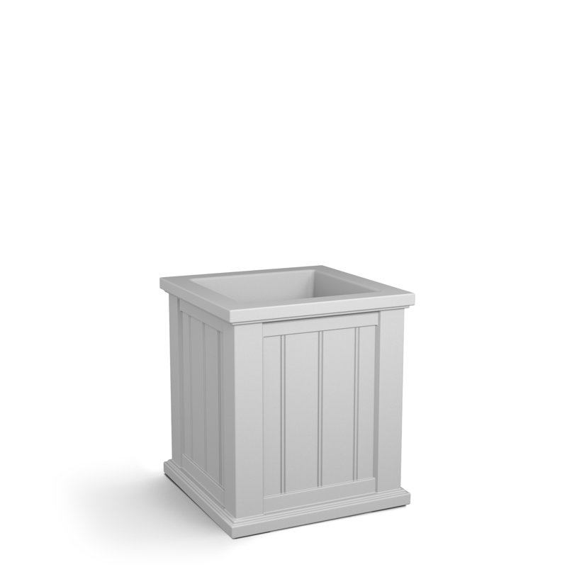 Selevae Resin Planter Box with Water Reservoir, 16" H x 16" W x 16" D, White