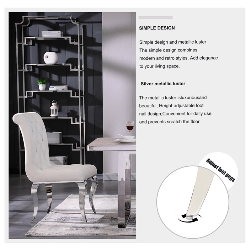 Kinna Dining Chair, Blanc, Argent