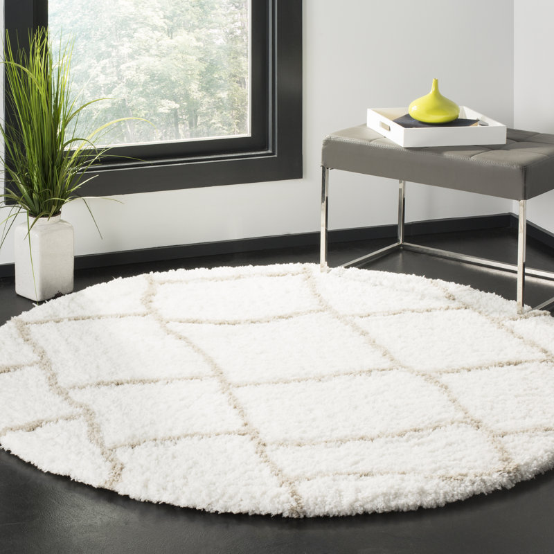 Toronto Shag Hand Tufted Performance Abstract Rug, Round 5'