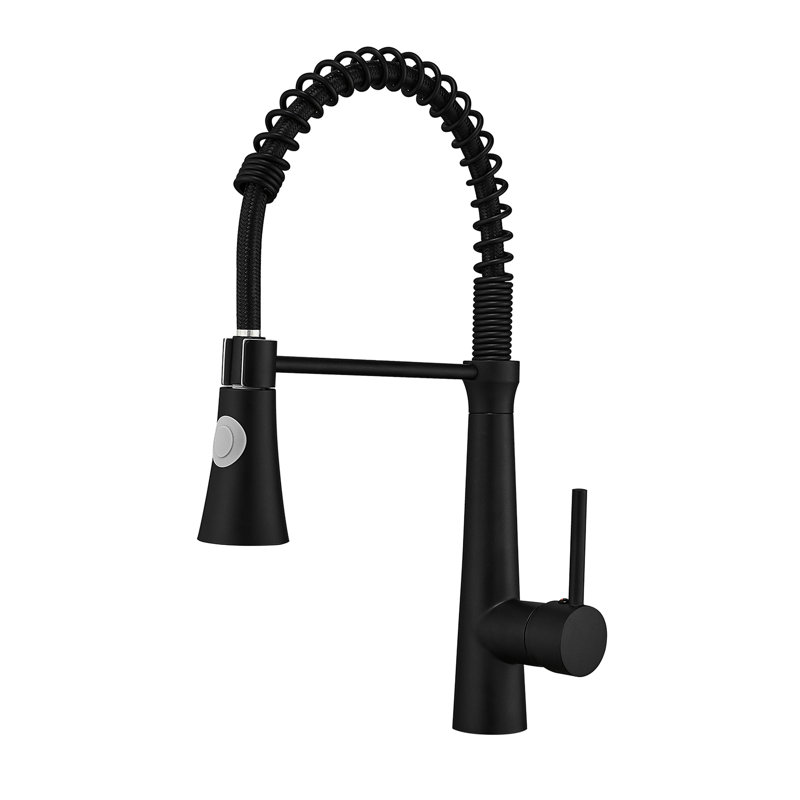 Robinet de cuisine noir avec bec rétractable, fonction à levier unique, céramique de qualité supérieure, résistant aux taches et aux empreintes digitales, distribution d'eau douce, guide d'installation simple