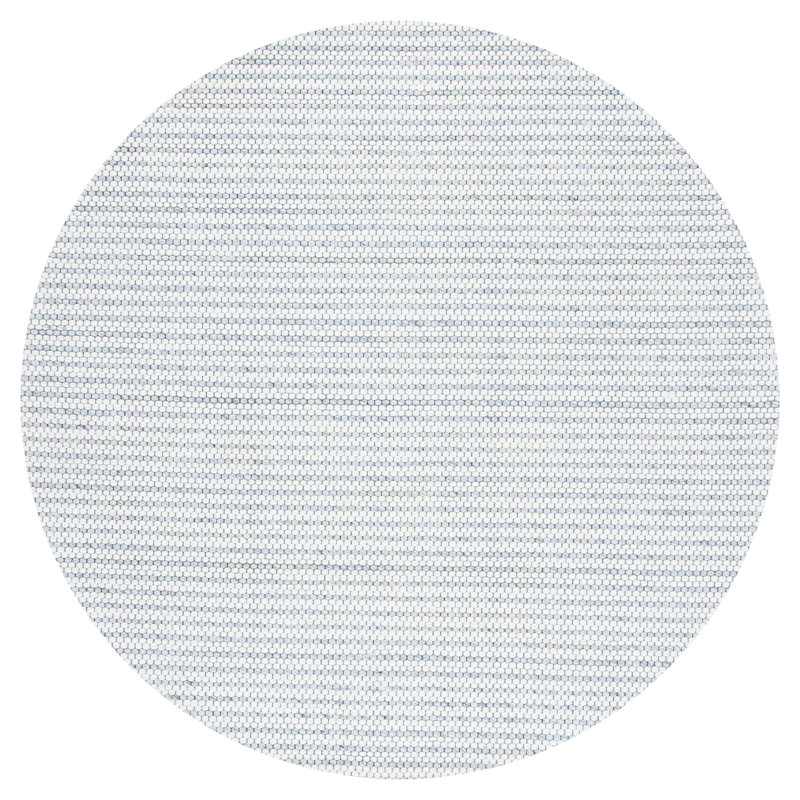Tapis gris clair / ivoire en laine tissé à plat Sullivan, Rond 4 pi