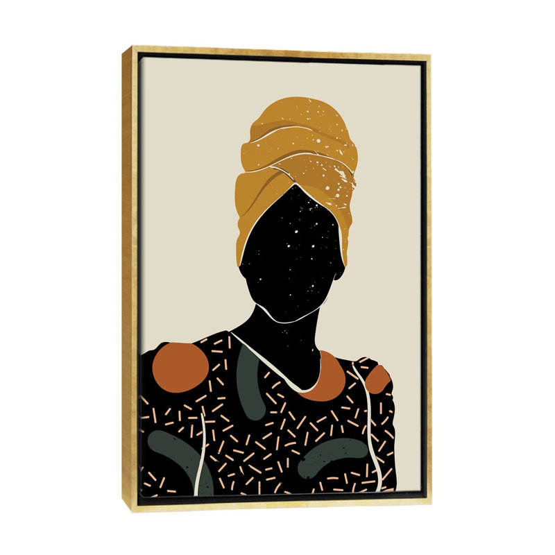 Black Hair X - impression d'art graphique, H 40 po x l 60 po x 1,5 po, Toile encadrée d'or, Pas de tapis