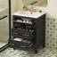 Meuble-lavabo de salle de bain avec lavabo en céramique, ensemble de rangement autoportant avec 3 tiroirs, cadre en bois massif-586236817