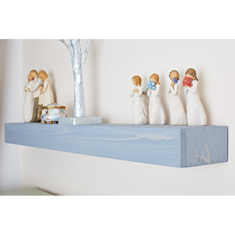 Iulger Floating Shelf with Reclaimed Wood, 10cm H x 86cm W x 14.5cm D, Moonlight Grey