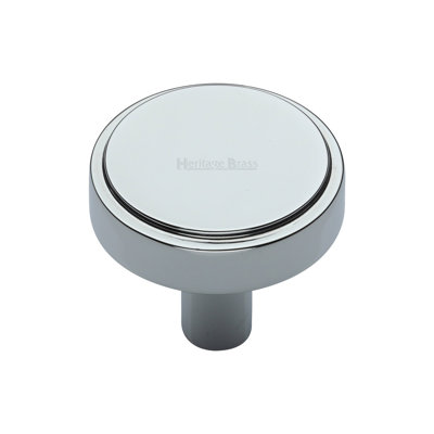 Heritage Brass Cabinet Knob Stepped Disc Design