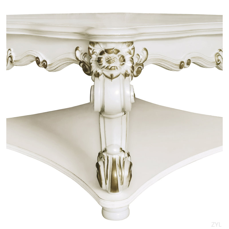 Table basse carrée à finition perle antique