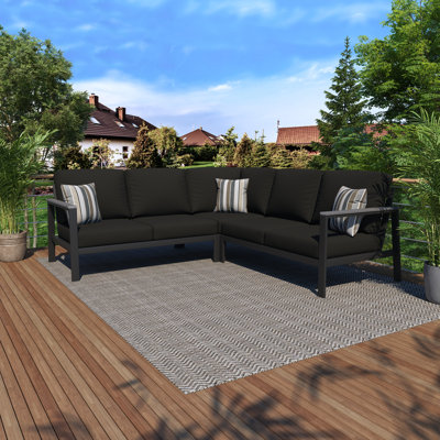 Townsend Outdoor 5 Person Sectional Seating Group With Sunbrella Cushions