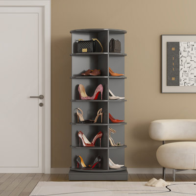 Blue 360 Rotating Shoe Cabinet 6 Layers