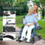 Fauteuil roulant et de transport 2 en 1 pour personnes âgées - Aide à la mobilité pliante légère avec siège rembourré, poignée réglable, freins doubles, dossier, repose-pieds, roues tout-terrain, capacité de 136 kg