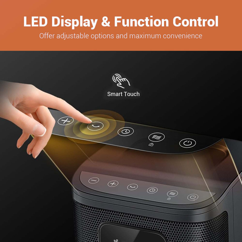 Electric 1500w Tower Heater For Indoor Use, Oscillating With Thermostat, Timer & Led Display With Remote