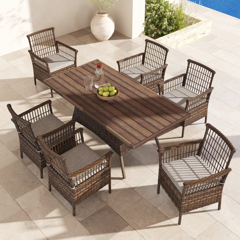 6 Person Rectangular Outdoor Dining Set