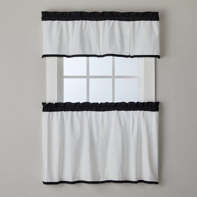 Black and White Box Pleated Rod Pocket Valance 48" x 13"