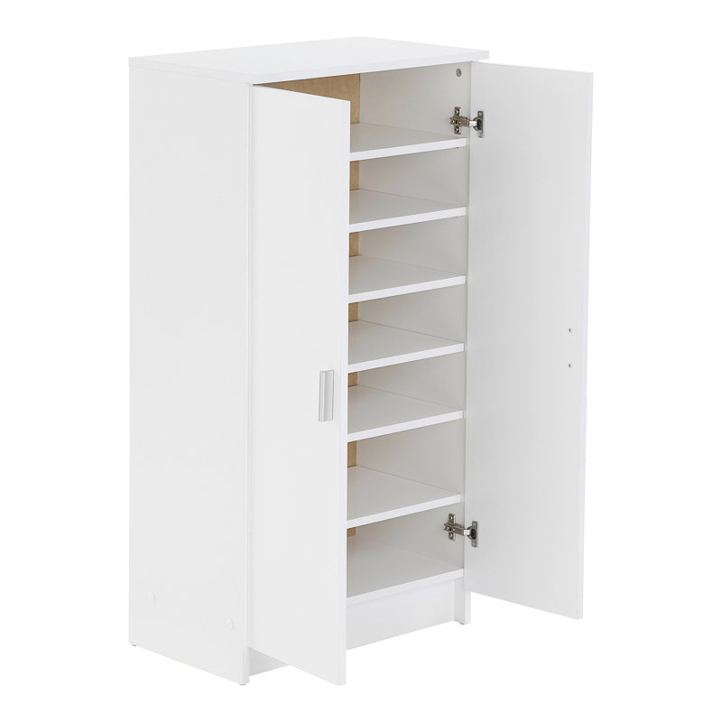 Shoes 21 Pair Shoe Storage Cabinet, Pearl White