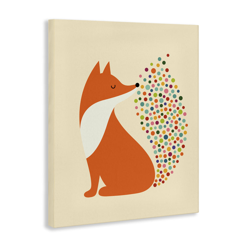 Art mural sur toile Fox avec queue mouchetée, design par Andy Westface, H 40 po x l 30 po