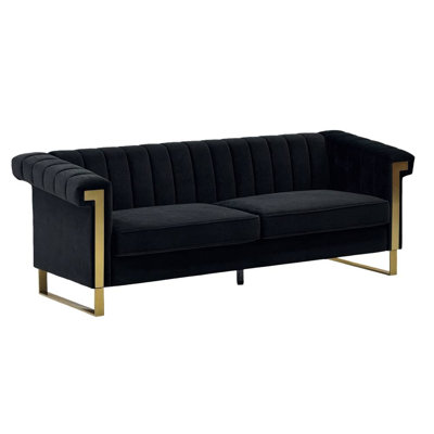 Velvet Chesterfield Sofa (Black)