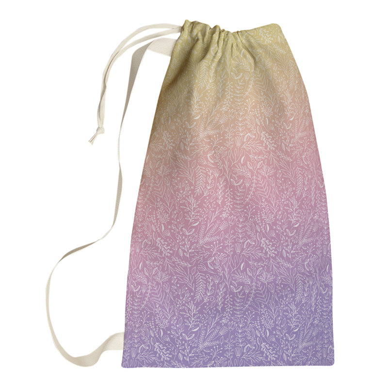 Leffel Fabric Laundry Bag with Handles, Small ( 64" H x 20" W x 1.5" D), Pink/Yellow