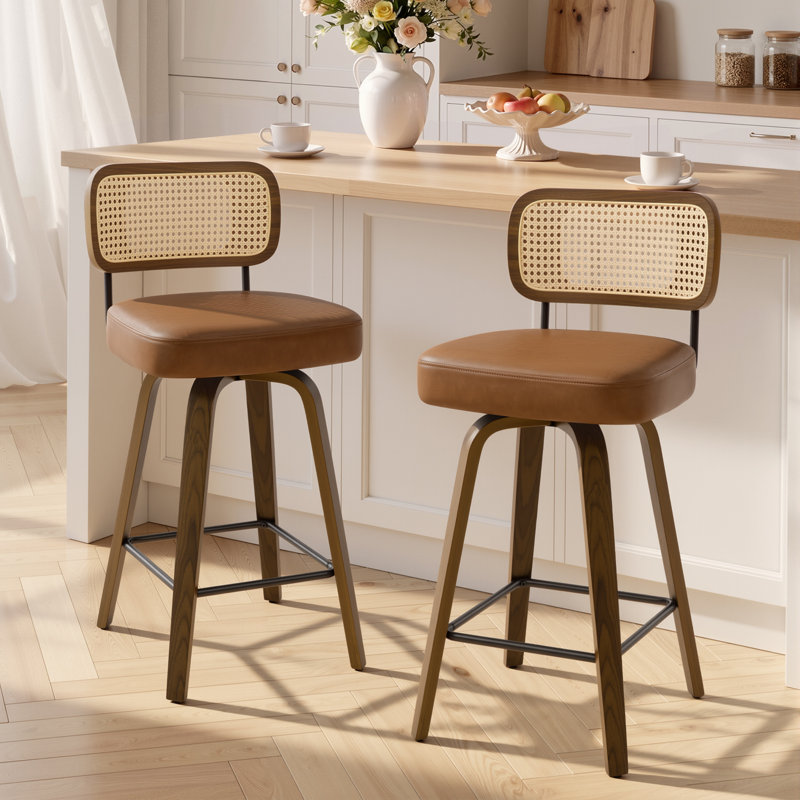 Tabouret de bar et de comptoir pivotant Lucania, Tabouret de bar (siège d'une hauteur de 29 po), Brun, Brun