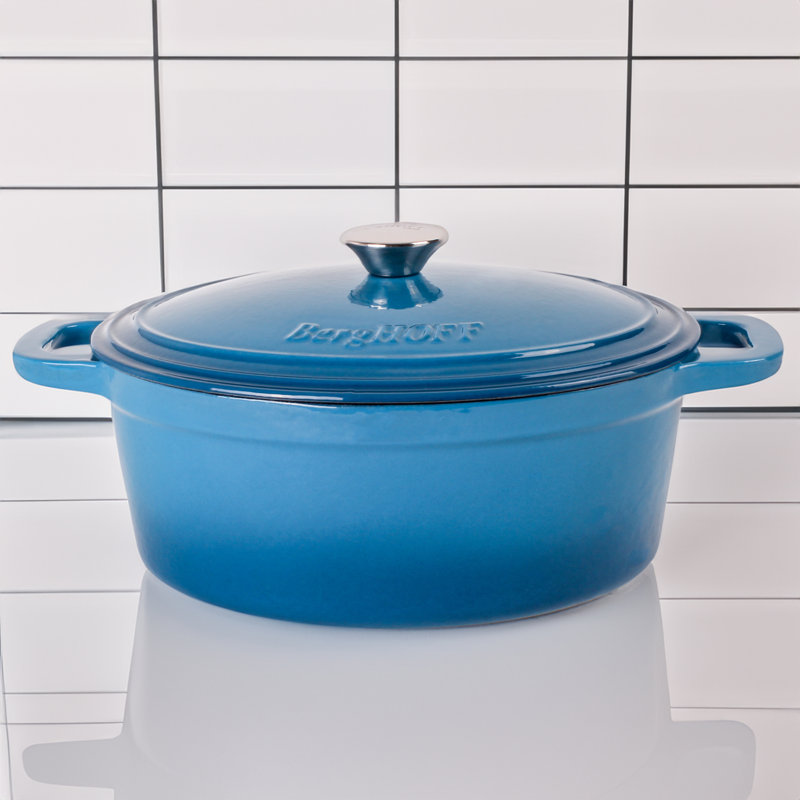 Berghoff Neo 8 pte Casserole ovale en fonte avec couvercle, Bleu