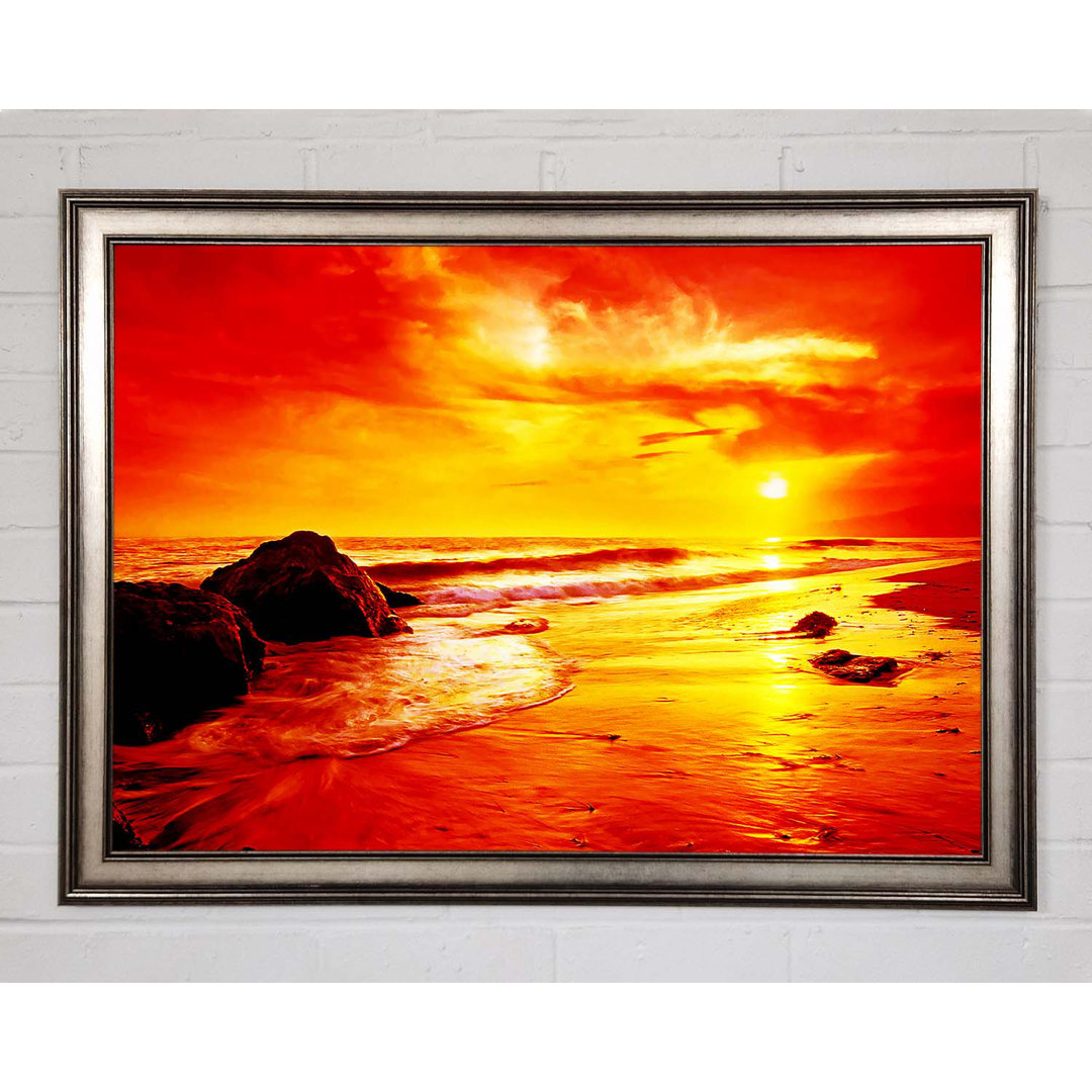 Gerahmtes Leinwandbild Blazing Orange Seas