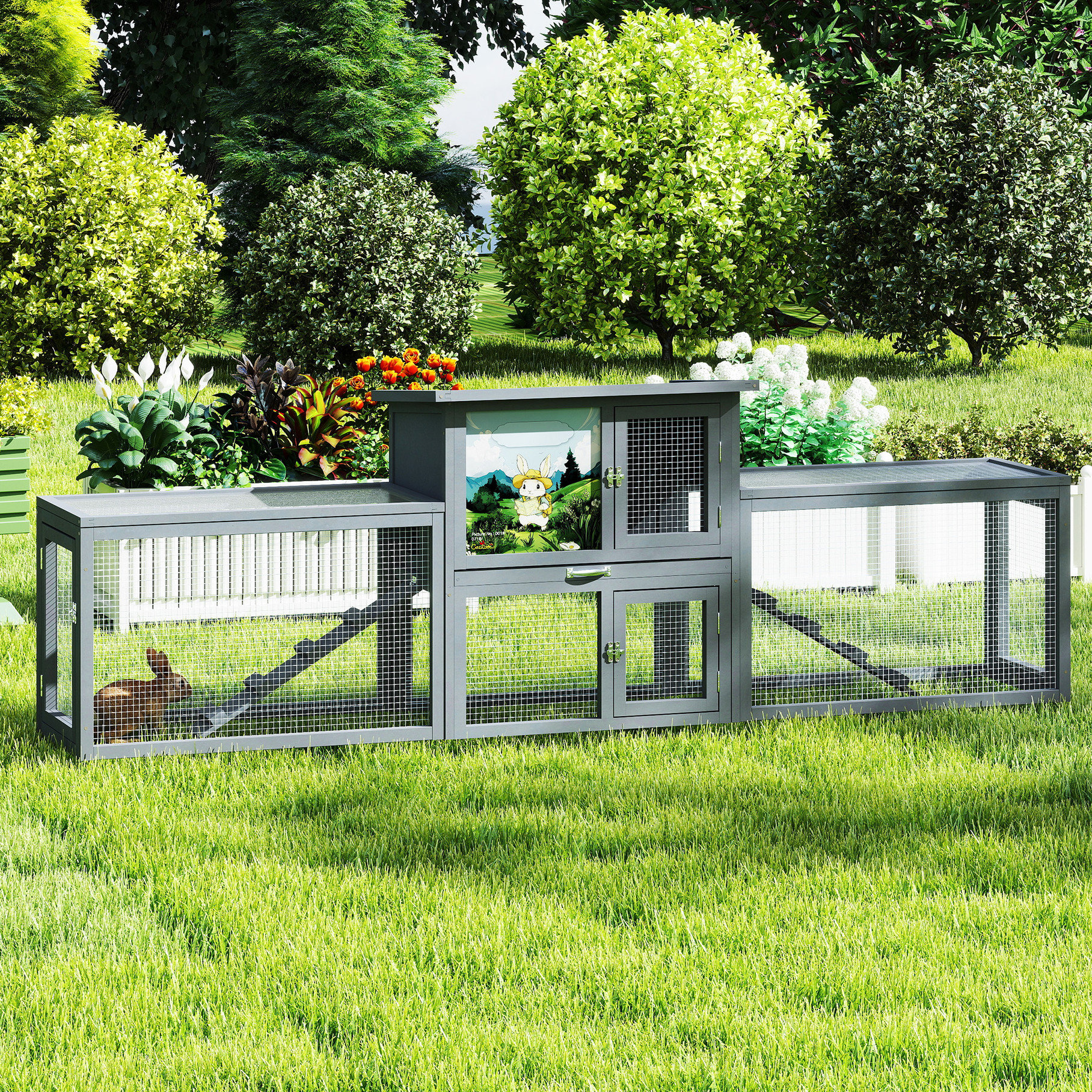 One Allium Way® Extra - Large Outdoor Enclosure With Dual Runs, Resting ...