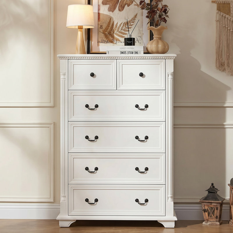 31.5'' W Farmhouse 6 - Drawer Dresser, White